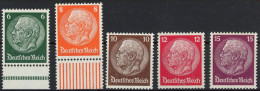Dt. Reich 483-88 , 1933, 6 - 15 Pf. Hindenburg, Wz. 2, Postfrisch, 5 Prachtwerte, Mi. 108.- - Other & Unclassified