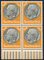 Dt. Reich 495 VB , 1933, 100 Pf. Hindenburg, Wz. 2, Im Unterrandviererblock, Postfrisch, Pracht, Mi. (720.-) - Sonstige & Ohne Zuordnung