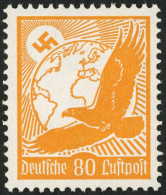 Dt. Reich 536x , 1934, 80 Pf. Flugpost, Senkrechte Gummiriffelung, Postfrisch, Pracht, Mi. 70.- - Autres & Non Classés