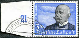 Dt. Reich 539y O, 1934, 3 RM Graf Zeppelin, Waagerechte Gummiriffelung, Vom Linken Bogenrand, Pracht, Fotoattest Dr. Oec - Usados