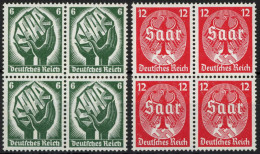 Dt. Reich 544/5 VB , 1934, Saarabstimmung In Viererblocks, Postfrisch, Pracht, Mi. 360.- - Other & Unclassified