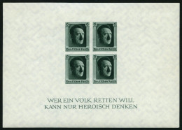 Dt. Reich Bl. 8 , 1937, Block Hitler Ungezähnt, Pracht, Mi. 210.- - Blocs