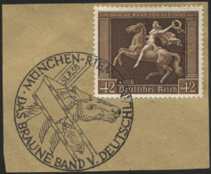 Dt. Reich 671y BrfStk, 1938, 42 Pf. Braunes Band, Waagerechte Gummiriffelung, Sonderstempel, Prachtbriefstück, Mi. (60.- - Oblitérés