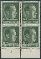 Dt. Reich 672x VB , 1938, Reichsparteitag, Senkrechte Gummiriffelung, Im Unterrandviererblock, Postfrisch, Pracht, Mi. 9 - Neufs