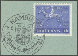 Dt. Reich 698 BrfStk, 1939, 25 Pf. Deutsches Derby Mit Ersttags-Sonderstempel, Prachtbriefstück - Andere & Zonder Classificatie