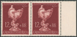 Dt. Reich 903I , 1944, 12 Pf. Goldschmiedekunst Mit Abart Rahmen Unter R Von Reich Gebrochen (Feld 30), Im Paar Mit Norm - Other & Unclassified