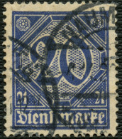 DIENSTMARKEN D 19b O, 1920, 20 Pf. Preußischblau, Stempel NAUMBURG, Pracht, Fotoattest Tworek, Mi. 950.-, R! - Oficial