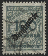 DIENSTMARKEN D 82 O, 1923, 100 Mio. M. Dunkelgrüngrau, Mehrere Stempel, Pracht, Gepr. Infla, Mi. 200.- - Dienstzegels