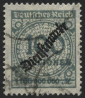 DIENSTMARKEN D 82 O, 1923, 100 Mio. M. Dunkelgrüngrau, Mehrere Stempel, Pracht, Gepr. Infla, Mi. 200.- - Oficial