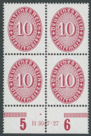 DIENSTMARKEN D 117HAN VB , 1927, 10 Pf. Karmin Im Unterrandviererblock Mit HAN H 3047.27, Postfrisch, Pracht, Mi. 270.- - Dienstzegels