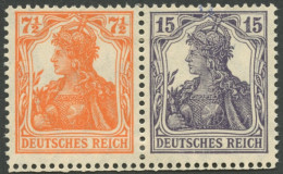 ZUSAMMENDRUCKE W11ba , 1917, Germania 71/2 + 15, Falzreste, Pracht, Mi. 300.- - Se-Tenant