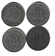 *germany Lot 10 Pfennig 1900a+1908a+1912j+1920  (lot7) - 10 Pfennig