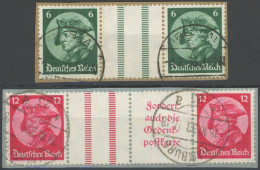 ZUSAMMENDRUCKE WZ 9,11 BrfStk, 1933, Fridericus 6 + Z + 9 Und 12 + Z + A4 + 12, 2 Prachtbriefstücke, Mi. 190.- - Zusammendrucke