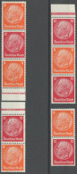 ZUSAMMENDRUCKE S 110-13 , 1933, Hindenburg, Wz. 2, Alle 4 Senkrechten Zusammendrucke, Dabei 3 Ränder, Postfrisch, Pracht - Se-Tenant
