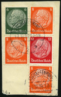 ZUSAMMENDRUCKE S 113 BrfStk, 1933, Hindenburg 8 + 12 + 8 Mit Zusatzfrankatur Auf Briefstück, Pracht, Mi. 120.- - Se-Tenant