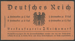 ZUSAMMENDRUCKE MH 33 , 1933, Markenheftchen Hindenburg, Deckel Bügig, Heftchenblätter Pracht, Mi. 900.- - Se-Tenant