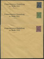 GANZSACHEN PU 71,73,75 BRIEF, Privatpost: 1922, 2, 4 Und 6 Pf. Posthorn Postwertzeichen-Ausstellung Zu Berlin 1922, Unge - Other & Unclassified
