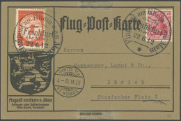 ZEPPELINPOST 11FR BRIEF, 1912, 20 Pf. Flp. Am Rhein Und Main Mit 20 Pf. Zusatzfrankatur Auf Flugpostkarte, Sonderstempel - Posta Aerea & Zeppelin