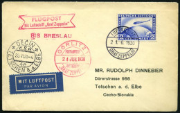 ZEPPELINPOST 69Bb BRIEF, 1930, Schlesienrundfahrt, Abwurf Görlitz, Bordpost, Frankiert Mit 2 RM, Prachtbrief Nach Tetsch - Zeppelins