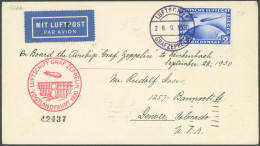 ZEPPELINPOST 90Ab BRIEF, 1930, Vogtlandfahrt, Bordpost Der Hinfahrt, Nach Denver/Colorado, Frankiert Mit 2 RM, Prachtbri - Posta Aerea & Zeppelin