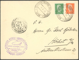 ZEPPELINPOST 184B BRIEF, Marineschiffspost Vom Kreuzer KARLSRUHE, MSP-Nr. 28 Vom 19.9.1932, Sog. Südamerikanische Post,  - Luft- Und Zeppelinpost