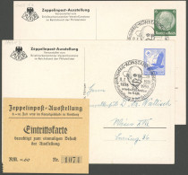 ZEPPELINPOST 0455IXa,IXb BRIEF, 1938, Sonderstempel KONSTANZ Zeppelin-Post-Ausstellung, 2 Privatganzsachen: 6 Pf. Hinden - Luft- Und Zeppelinpost