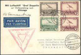 ZULEITUNGSPOST 238 BRIEF, Belgien: 1933, Chicagofahrt In Die USA, Prachtkarte - Posta Aerea & Zeppelin