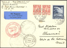 ZULEITUNGSPOST 283Aa BRIEF, Liechtenstein: 1934, 11. Südamerikafahrt, Auflieferung Friedrichshafen (c), Prachtkarte - Luchtpost & Zeppelin