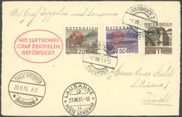 ZULEITUNGSPOST 123 BRIEF, Österreich, 1931, Fahrt Nach Lausanne, Prachtkarte Mit Guter Frankatur (Mi.Nr. 519,522 (3)) - Luchtpost & Zeppelin