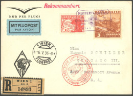 ZULEITUNGSPOST 406 BRIEF, Österreich: 1936, 1. Nordamerikafahrt, Einschreibkarte, Pracht - Luft- Und Zeppelinpost