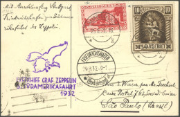 ZULEITUNGSPOST 171 BRIEF, Saargebiet: 1932, 5. Südamerikafahrt, Prachtkarte - Posta Aerea & Zeppelin