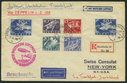 ZULEITUNGSPOST 430 BRIEF, Schweden: 1936, 7. Nordamerikafahrt, Drucksache, Einschreibbrief, Pracht - Zeppelin