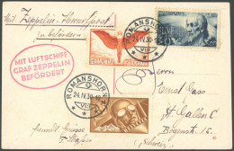 ZULEITUNGSPOST 55 BRIEF, Schweiz: 1930, Englandfahrt, Ohne Ankunftsstempel, Prachtkarte (Fliegertage In Herisau) - Poste Aérienne & Zeppelin