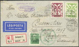 ZULEITUNGSPOST 286Aa BRIEF, Ungarn: 1934, Weihnachtsfahrt, Auflieferung Friedrichshafen (a), Einschreibbrief, Pracht - Airmail & Zeppelin