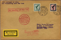 KATAPULTPOST 40c BRIEF, 10.5.1931, Bremen - New York, Nachbringe- Und Schleuderflug, Prachtbrief - Storia Postale