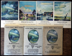 ALTE ANSICHTSKARTEN 1925, Zeppelin Eckener Spendenkarten, 3 Verschiedene Passepartout Umschläge Mit 3 Serien Von Jeweils - Otros & Sin Clasificación