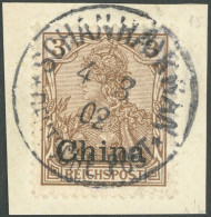 DP CHINA 15b BrfStk, SCHANHAIKWAN, 4.3.02, Zentrisch Auf 3 Pf. Orangebraun Reichspost, Prachtbriefstück, Gepr. Bothe - Deutsche Post In China