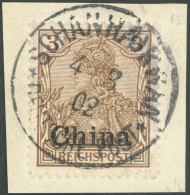 DP CHINA 15b BrfStk, SCHANHAIKWAN, 4.3.02, Zentrisch Auf 3 Pf. Orangebraun Reichspost, Prachtbriefstück, Gepr. Bothe - Cina (uffici)