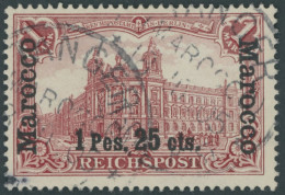 DP IN MAROKKO 16II O, 1903, 1 P. 25 C. Auf 1 M. Fetter Aufdruck, Feinst (kleine Schürfung), Mi. 240.- - Deutsche Post In Marokko