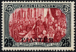 DP TÜRKEI 23I/IV , 1900, 25 PIA. Auf 5 M., Type I, Nachmalung Nur Mit Deckweiß, Falzrest, Pracht, Mi. 380.- - Turquie (bureaux)