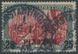 DP TÜRKEI 23II O, 1903, 25 PIA. Auf 5 M., Aufdruck Type II, Normale Zähnung, Pracht, Signiert, Mi. 700.- - Turchia (uffici)