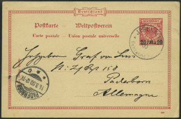 DP TÜRKEI P 5 BRIEF, 1900, 20 PA. Auf 10 Pf. Rosa Mit Unbeschädigtem Stempel JERUSALEM 5.3.00 Nach Deutschland, Pracht - Turkey (offices)