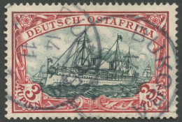 DEUTSCH-OSTAFRIKA 21bI O, 1901, 3 R. Dunkelrot/grünschwarz, Ohne Wz., Mit Plattenfehler Rahmenzeichnung Type III Und Mit - África Oriental Alemana