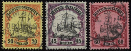 DEUTSCH-OSTAFRIKA 26,28/9 O, 1905, 20, 45 Und 60 H. Kaiseryacht, Ohne Wz., 3 Prachtwerte, Mi. 185.- - German East Africa