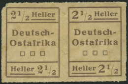 DEUTSCH-OSTAFRIKA III W2 , 1916, 21/2 H. Schwärzlichbraun Im Waagerechten Paar, Type II, I, Feinst (linke Obere Ecke Def - África Oriental Alemana