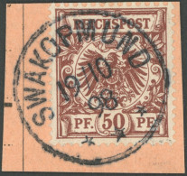 DSWA M 50d BrfStk, 1898, 50 Pf. Lebhaftrötlichbraun Mit Stempel SWAKOPMUND, Postabschnitt, Kabinett - Sud-Ouest Africain Allemand