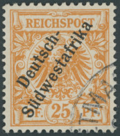 DSWA 9a O, 1899, 25 Pf. Gelblichorange, Eckstempel, Pracht, Mi. 500.- - Sud-Ouest Africain Allemand