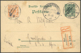 DSWA 9a BRIEF, 1900, 25 Pf. Gelborange Auf 5 Pf. Ganzsachenkarte (P5), Einschreibkarte Von OTAVI Nach Grootfontein, Fein - German South West Africa