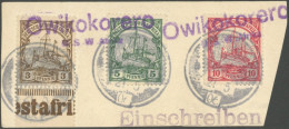 DSWA 11-13 BrfStk, Owikokorero, 21.5.06, Violetter Gummistempel Auf Briefstück Mit 3 - 10 Pf. , Pracht, Gepr. Bothe - Africa Tedesca Del Sud-Ovest