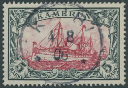 KAMERUN 19 O, 1900, 5 M. Grünschwarz/bräunlichkarmin, Ohne Wz., Stempel KRIBI, Pracht, Mi. 600.- - Camerún